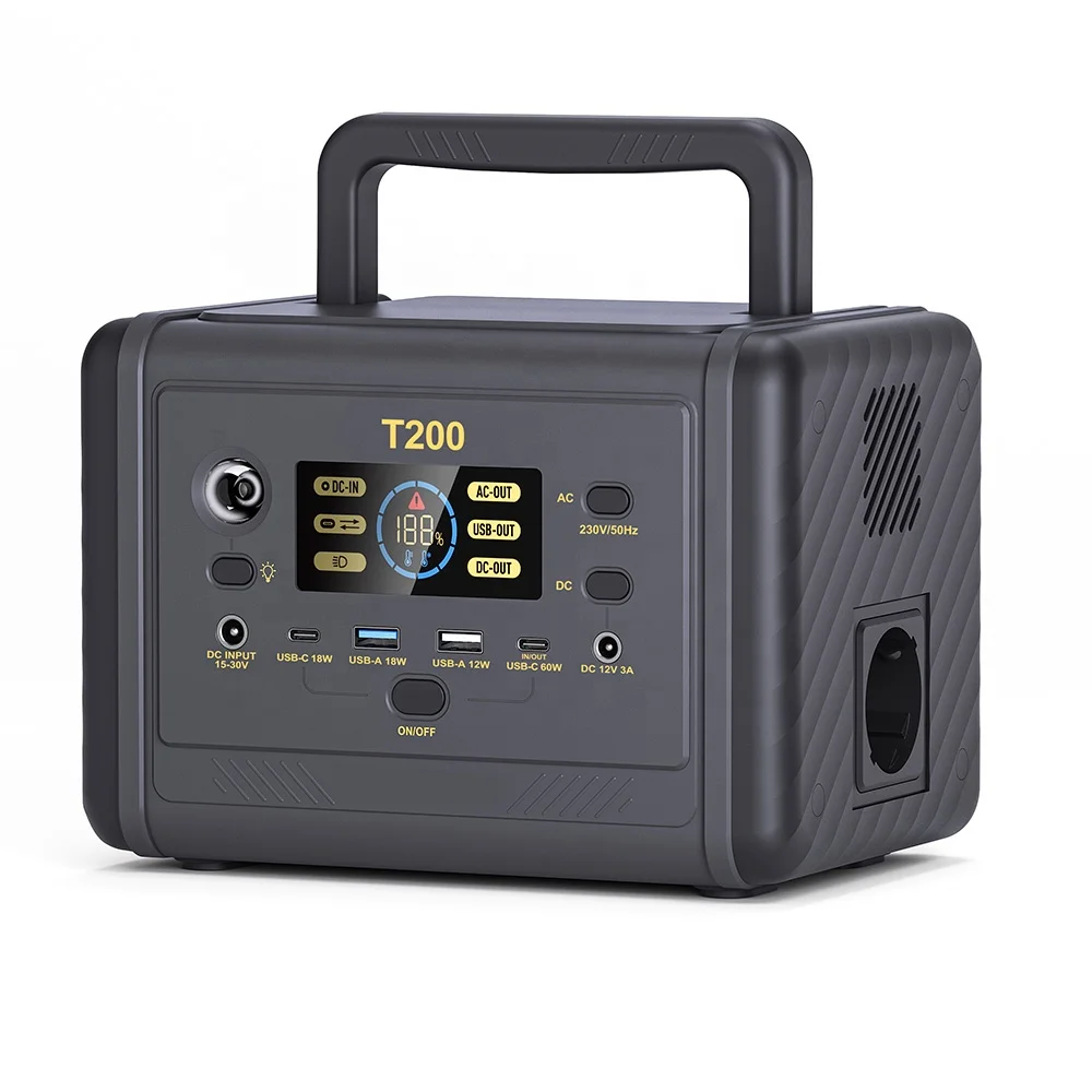 Outdoor Camping Power Supply Bank 200W UPS LiFePO4 Lithium Battery Mini Portable Power Station 220V/110V Car Pure Sine Wave