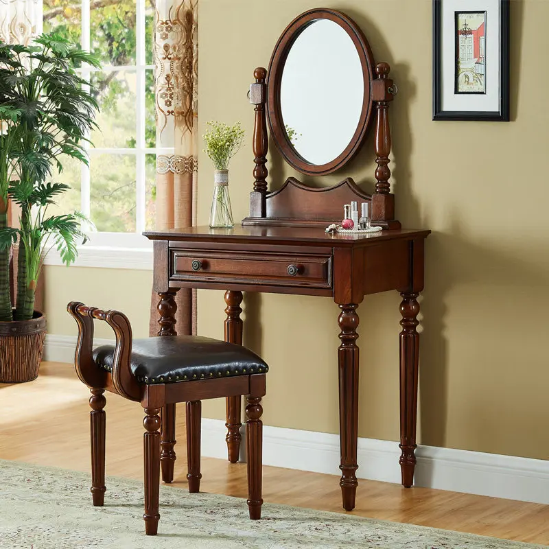 

Storage Organizer Vanity Table Cosmetics European Makeup Chair Dressing Table Mirror Coffee Mesa De Maquillaje Home Furniture