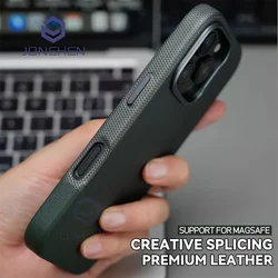 Business Hit Color Relief Leather Case For iPhone 16 15 14 13 17 Pro Max For Magsafe Magnetic Wireless Charge Alloy Len Cover