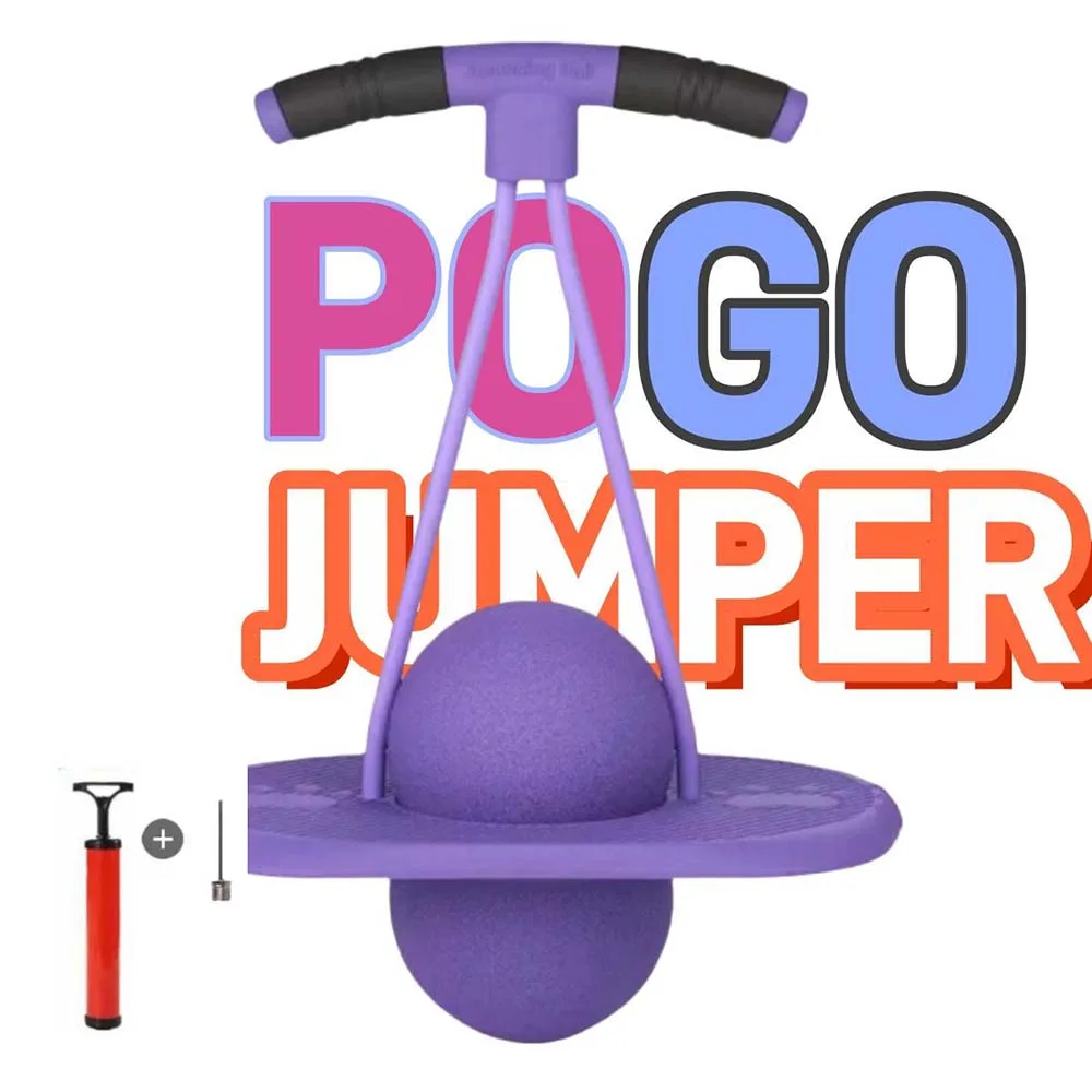 Pogo Jumper with Handle and Ball Pump, High Jump Toy Bounce Jump Trick Board Pogo Bouncing Ball Safe and Fun Pogo Stick for Kids