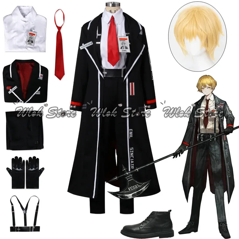 

Game Limbus Company Cosplay Sinclair Costume Long Coat Shirt Pants Uniform Suit Customized Men Women Halloween Party Outfits Wig