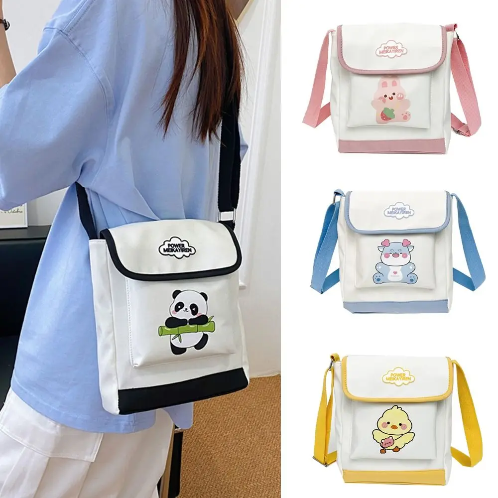 

Casual Fashion Canvas Bag Panda Rabbits Print Large Capacity Underarm Handbag Casual Versatile Single Shoulder Bag