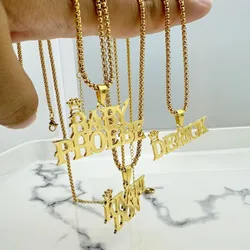 Custom Crown Name Necklace Women Men Trendy Jewelry Personalized Gold Color Stainless Steel Bead Chain Nameplate Necklace