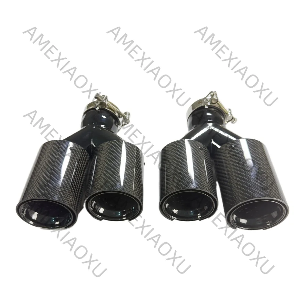 Dual Carbon Fiber M Performance Exhaust Pipe End Tips Universal Fit for BMW 5 Series F10 X3 F25 X4 F26 X5 F15 X6 F16 - Pair