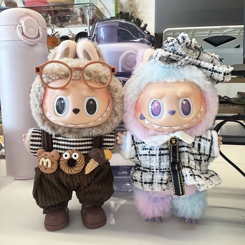 17 センチメートルぬいぐるみ服装飾漫画動物おもちゃオーバーオール DIY かわいいぬいぐるみジャンプスーツと帽子女の子のためのギフト