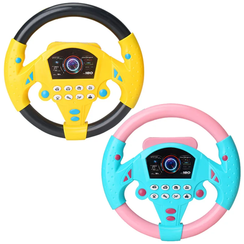 Kid Simulation Copilot Steering Wheel Eletric Driving Vocal Toys with Lights Sound Simulate Driving Car Vocal Musical Stroller