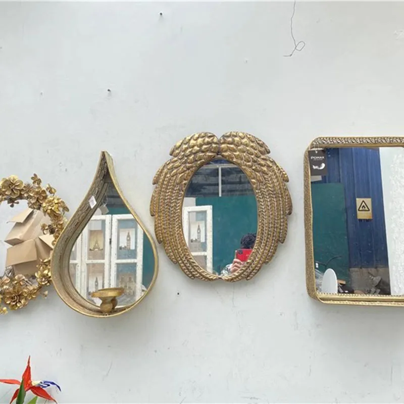 Vintage Wall Mirror Living Room Decoration Items Twisted Wonderland Mirror Self Adhesive Bedroom Luxury Spiegels Home Products