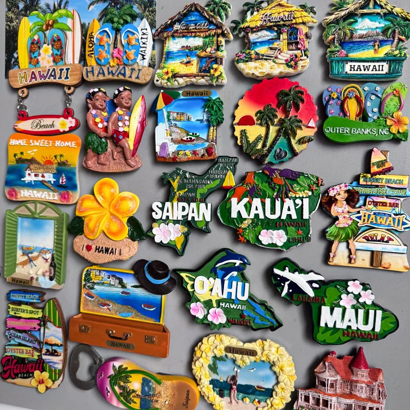 Hawaii USA Fridge Magnet  Lahaina Town Maui Island  Kaua'i O'AHU Northern Mariana Islands Saipan Tourist Souvenir Gifts Decor