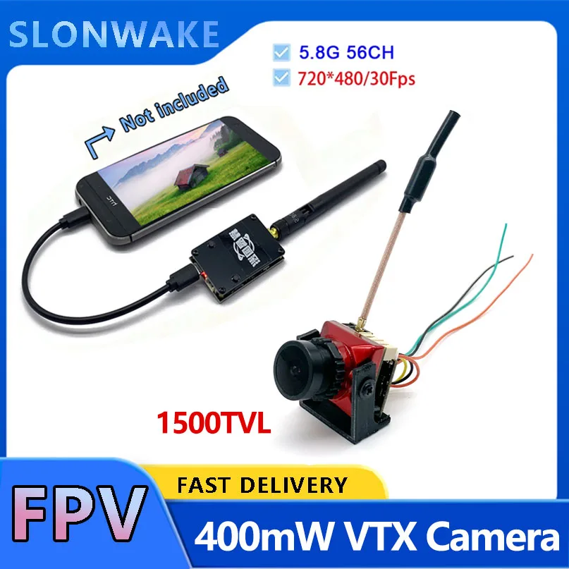 SLONWAKE 5.8G 400mW transmitter 1500TVL night vision Camera UVC OTG VR Android Receiver Display Auto Search Video Recording