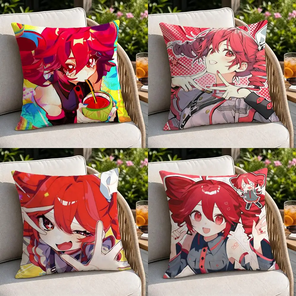 Virtual singer Kasane Teto Cushion Cover Soft Square Throw Pillow Covers Set for Sofa Bedroom Car Home Decoration
