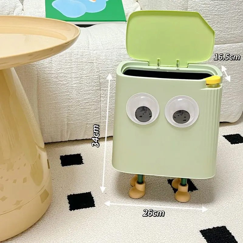 Internet Celebrity Ins Style Cute Cartoon Mini Trash Can Office Living Room Home Kitchen Bedroom Push-type Wastebasket with Feet