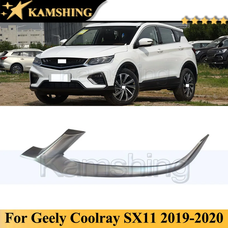 Kamshing Front Headlight Silver Strip For Geely Coolray SX11 2019-2020 Headlight Decoration Strip Headlight Eyebrow Strip