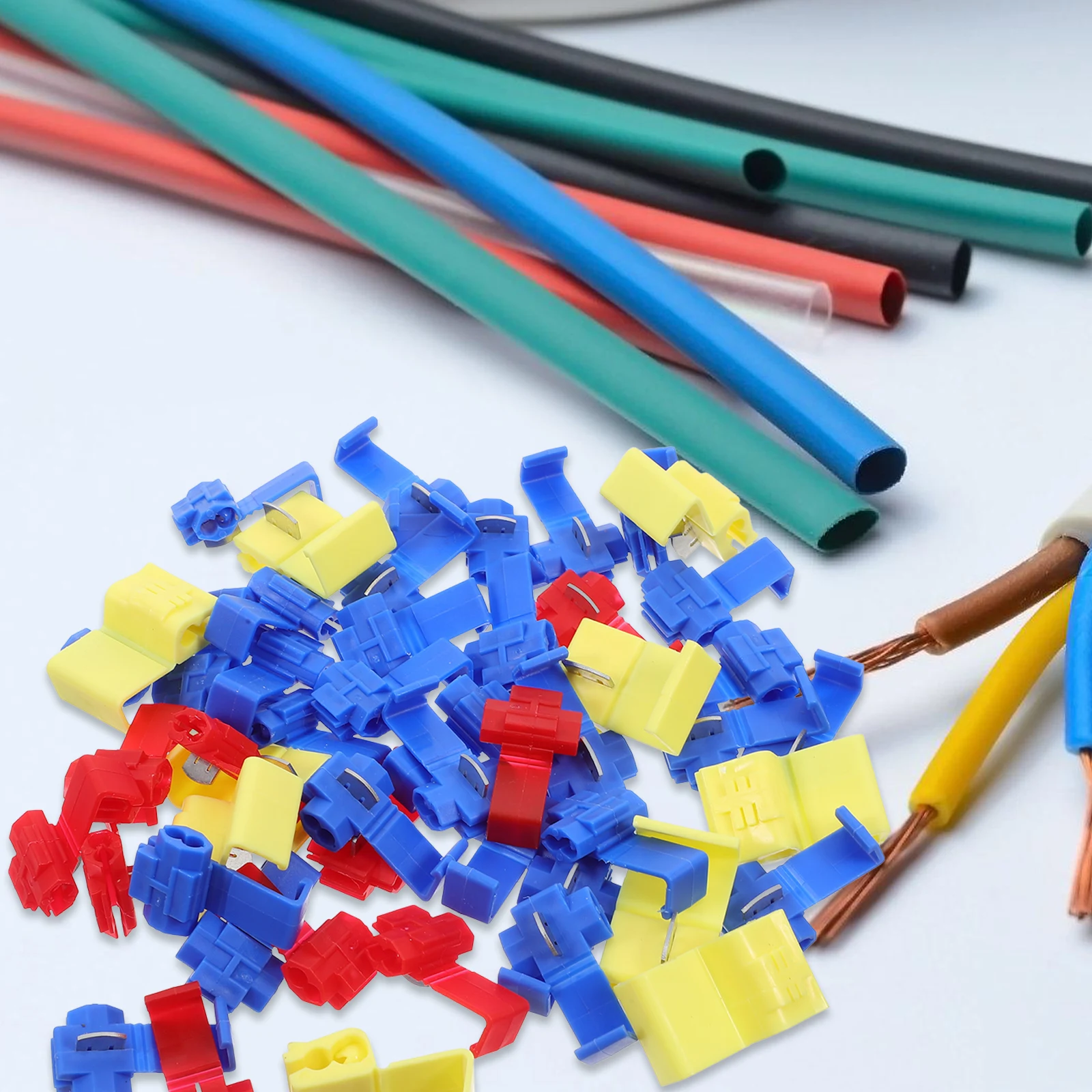 

50pcs Connectors 22-10 AWG Electrical Wire Connectors 10A 15A 24A Insulated Crimping Terminals Automotive Electrical Splice Tap