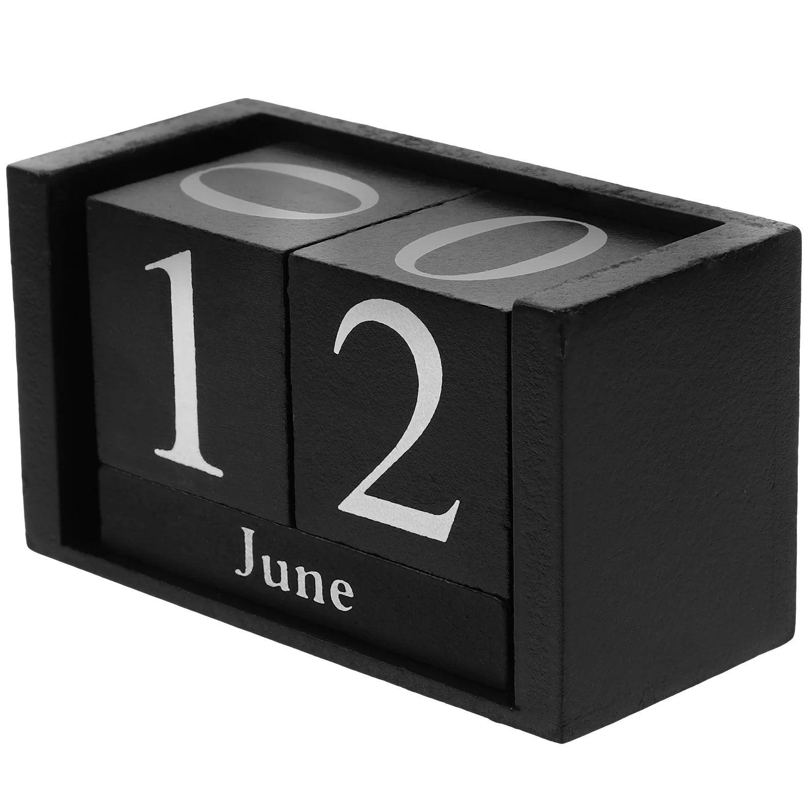 Wooden Desktop Decoration Black Perpetual Calendar for Office Home Blocks Reusable Table Stand Elegant Daily Use Work