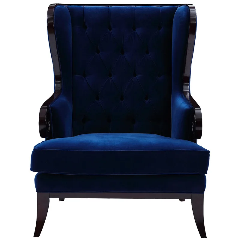 

French fabric solid wood sofa chair American leisure chair