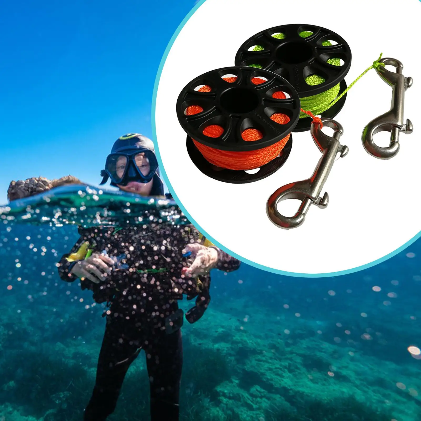 

Катушка для дайвинга 30 м, нейлоновая, с креплением-карабином, для подводного плавания и дайвинга