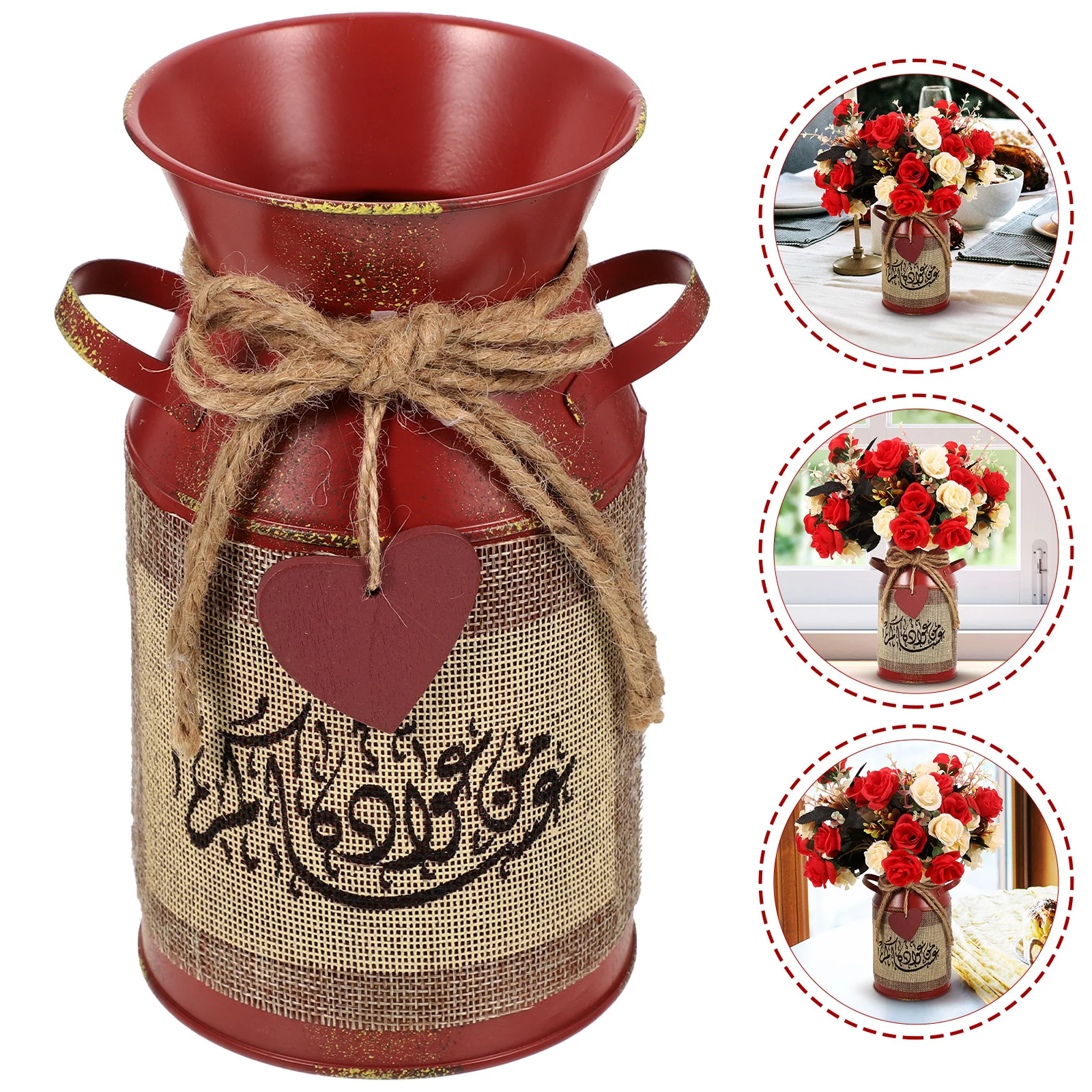 

Retro Iron Flower Bucket Vintage Metal Pot Multi-Purpose Floral Arrangement Home Office Decor Iron Flower Bucket