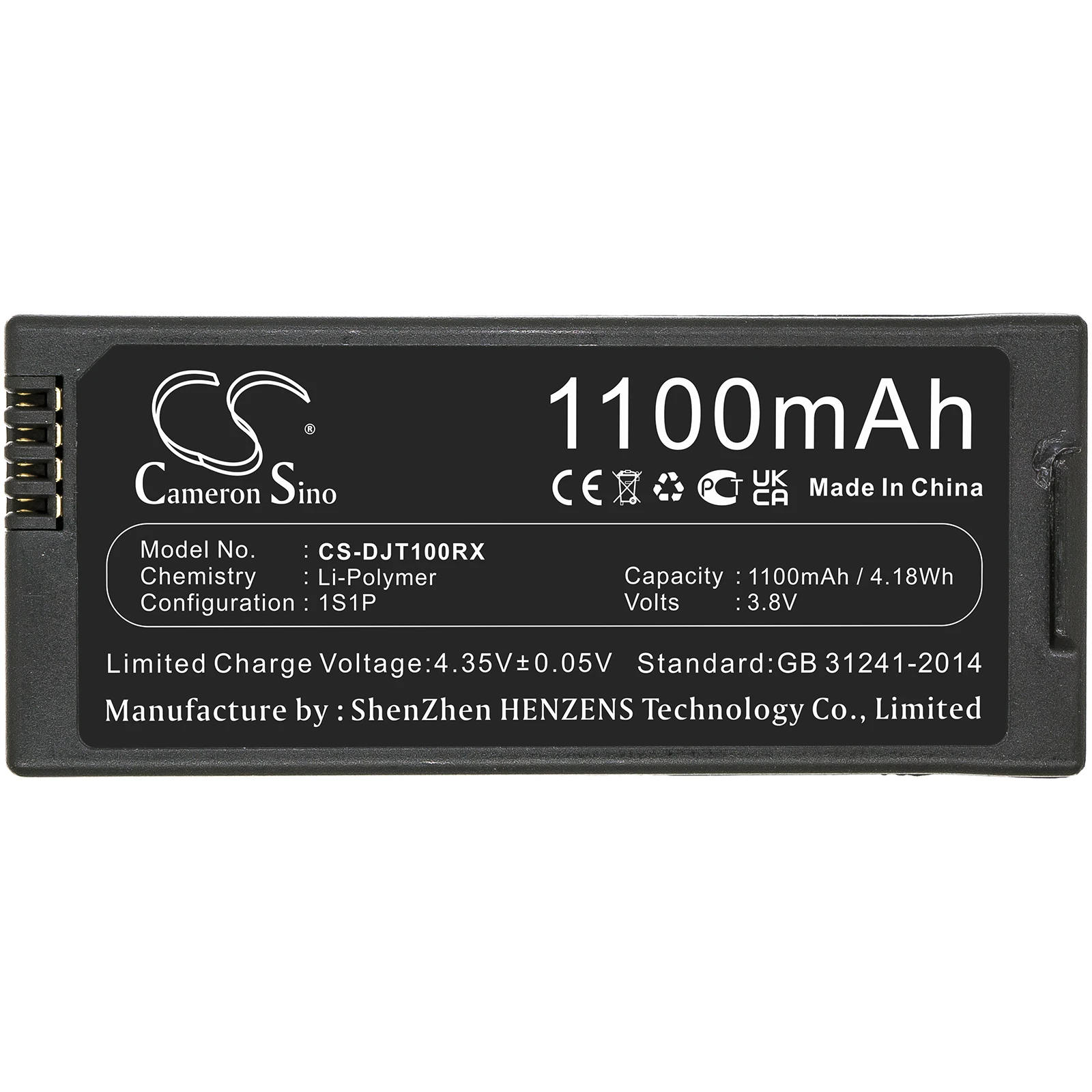 CameronSino Drones Battery For DJI: Tello, T01, --61.70 X 26.60 X 11.50 mm--Li-Polymer--3.80 V