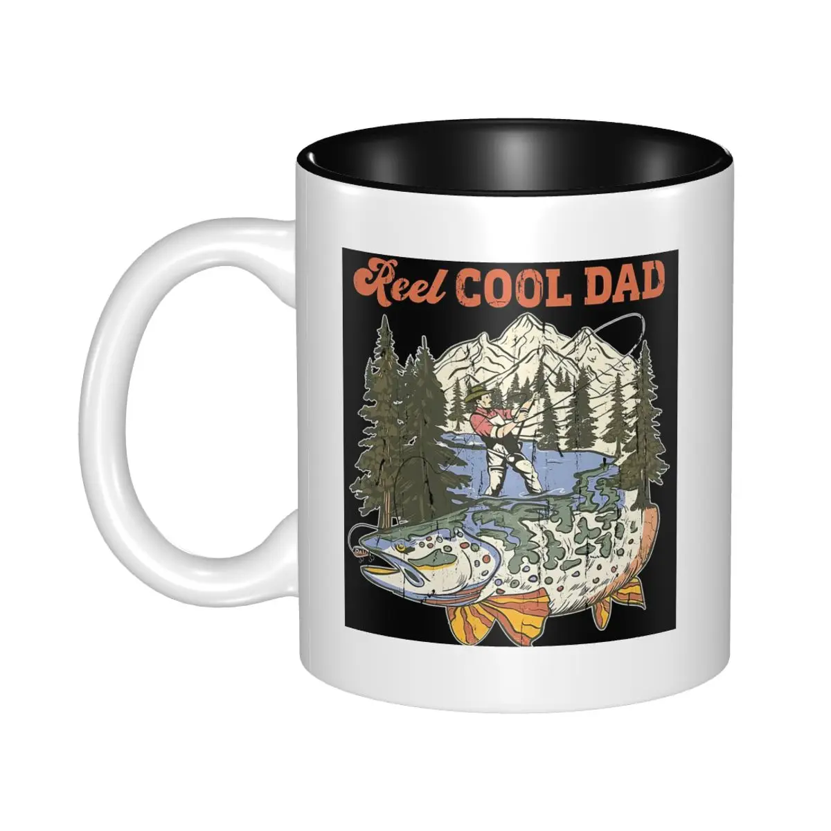 Reel Cool Dad Mug Funny Ceramic Coffee Cups Tea Mugs Milk Cup Drinkware Gifts for Friends