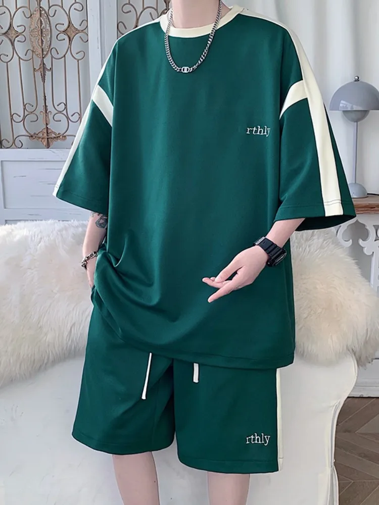 

Teenage Sportswear Set for Boys Summer ort Sve T-irt with orts Two-Piece Trendy And Haome Top Bot Outfit