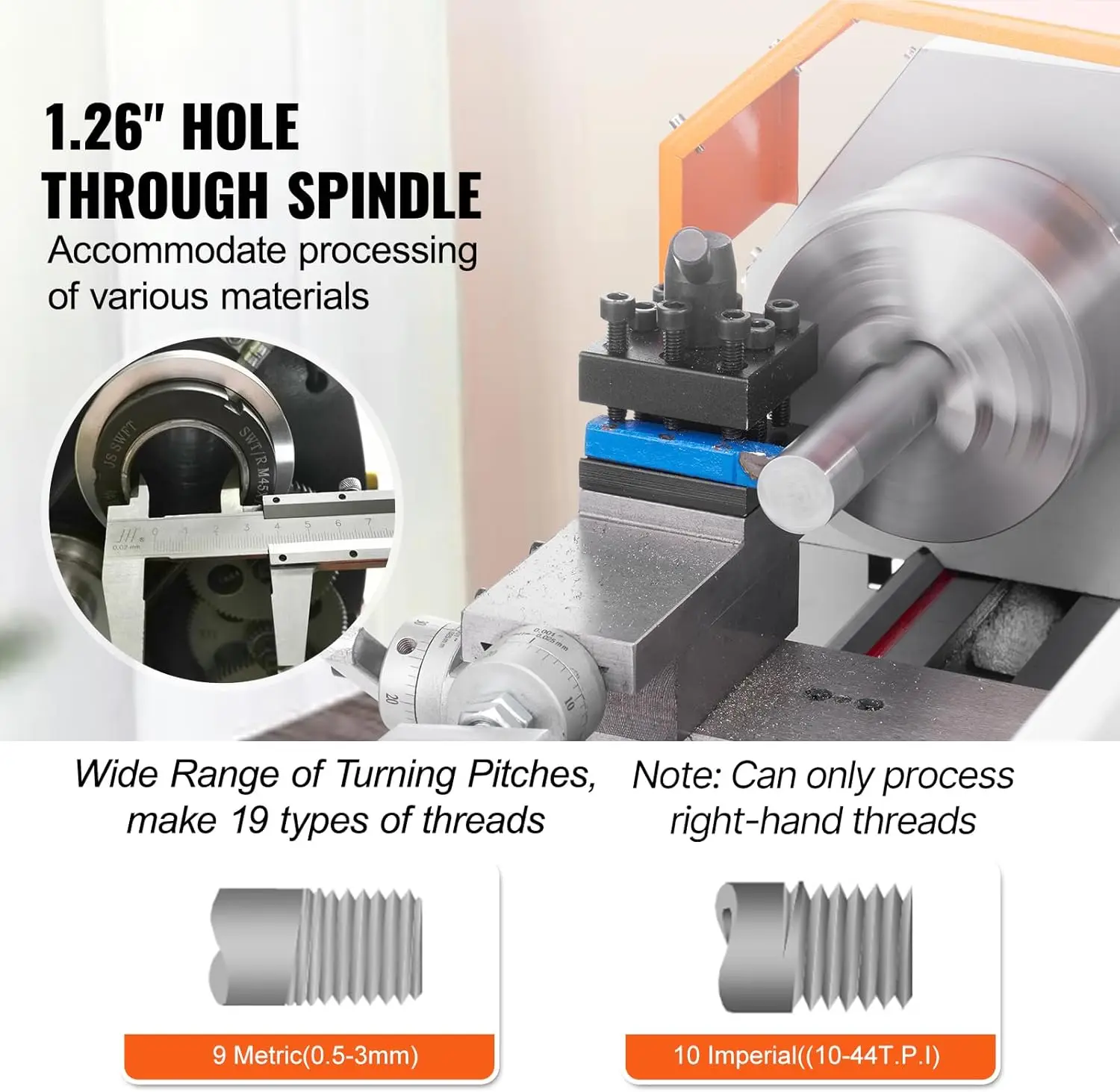 7'' x 16'' Metal Lathe Machine, 800W Precision Benchtop Power Metal Lathe, 150-2500 RPM Continuously Variable Speed