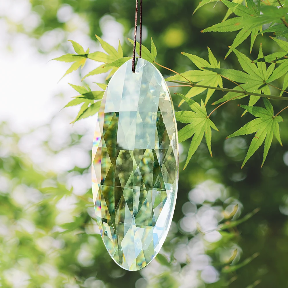 4.8inch Crystal Pendants Chandeliers Glass Art Prism Faceted Suncatcher Curtain Wedding Party Ornament DIY Gardon Anti Birds