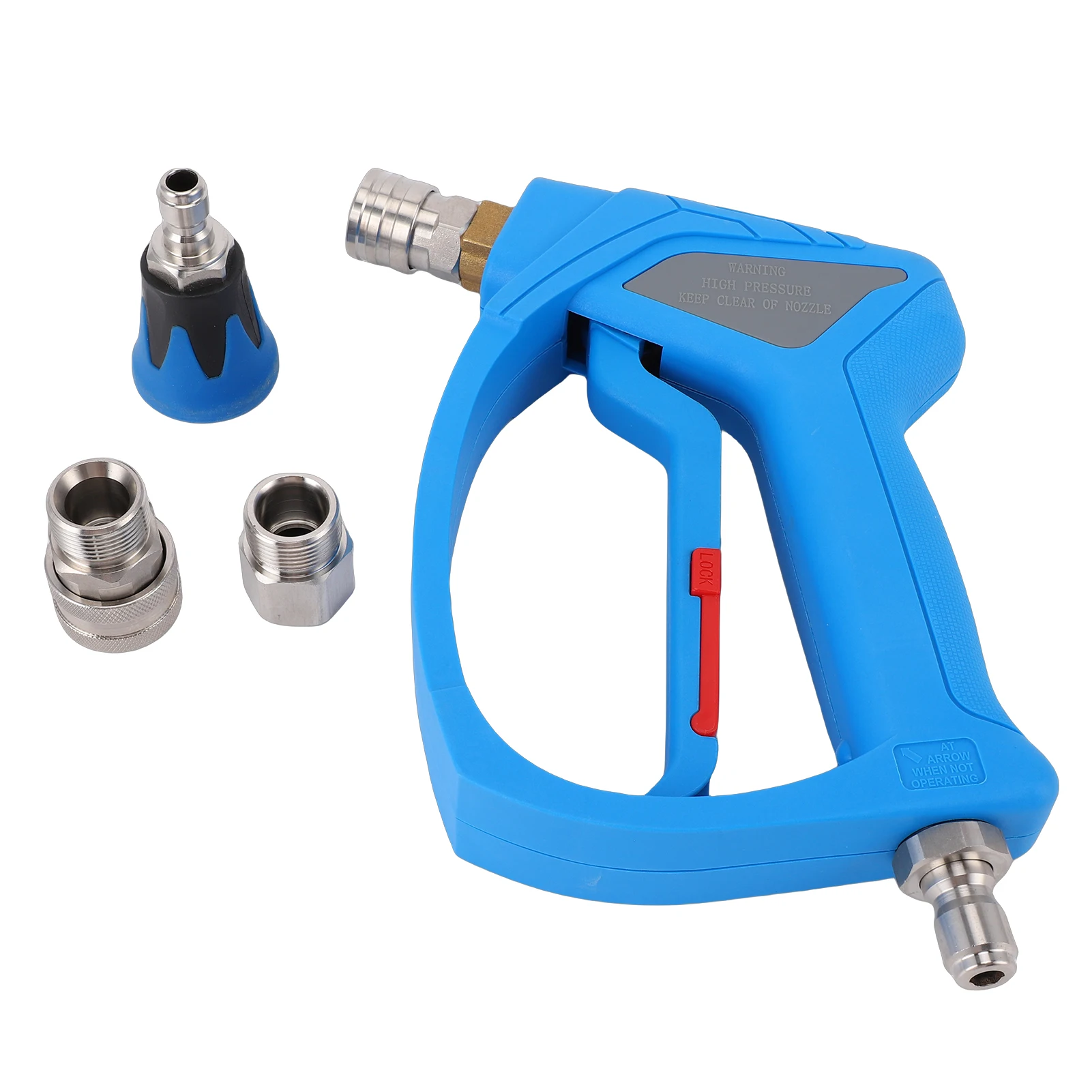 Short Pressure Washer Gun 4080 PSI High Pressure Spray Gun With 1/4 Inch Quick Connector M22-14mm Thread 2 Adapters 1 Nozzle