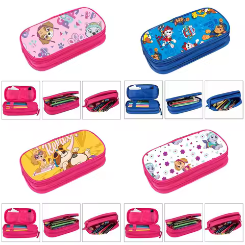PAW Patrol Pencil Case Zipper Double-deck Stationery Box Storage Bag Wallet Polyester Pencil Case Birthday Christmas Gifts