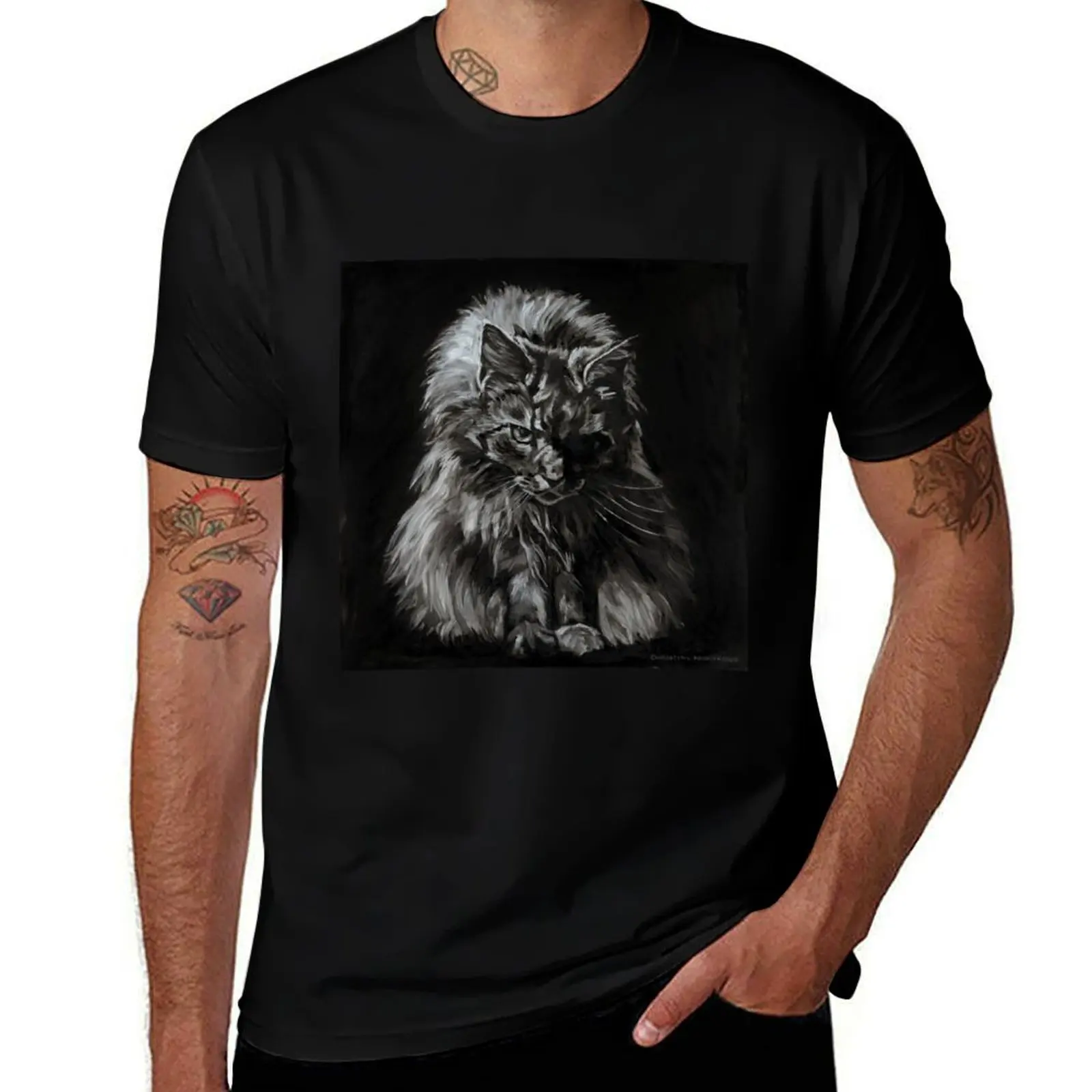 

One Big Scary Maine Coon Cat T-Shirt blue archive man t shirt hippie clothes sweat shirts, men