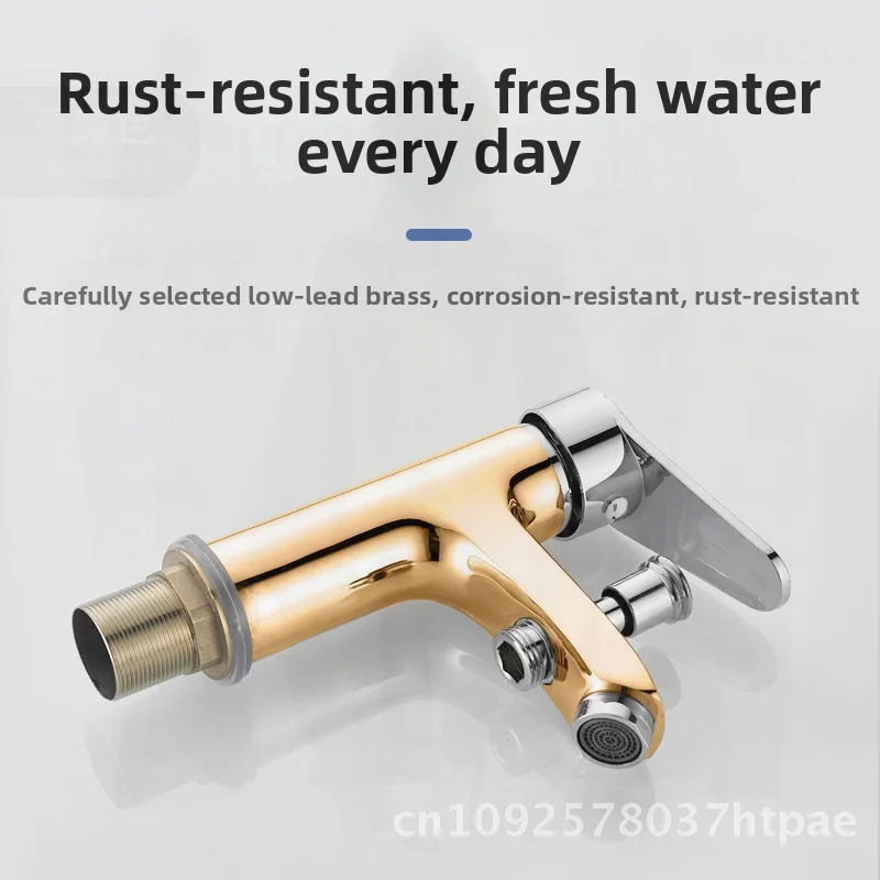 

Brass Single Hole Basin Faucet with Shower Modern Minimalist Dual-Use Hot And Cold Water Wash Basin Shampoo Tap for Bathroom