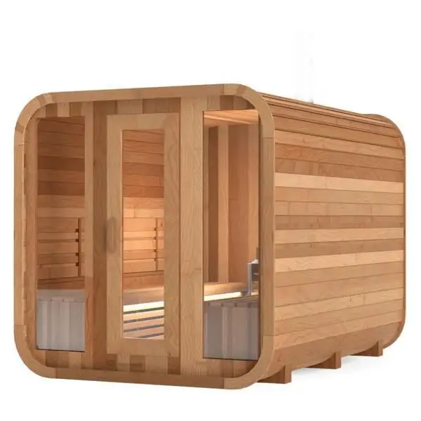 Customized High-quality Traditional Redwood 6-person Steam Outdoor Cube Sauna