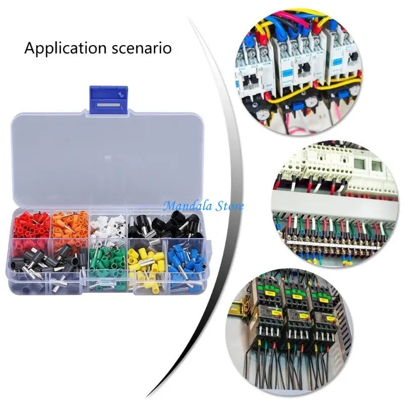 U2JC 400pcs Cable End Crimps Ferrule set Assorted Size Wire Sleeve Box Set Cable Sleeve Insulated for Home Electrical Repairs