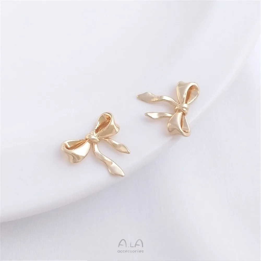 

14K Gold Color Glor-protecting Three-dimensional Bow Pendant Handmade Diy Bracelet Necklace Earrings Pendant
