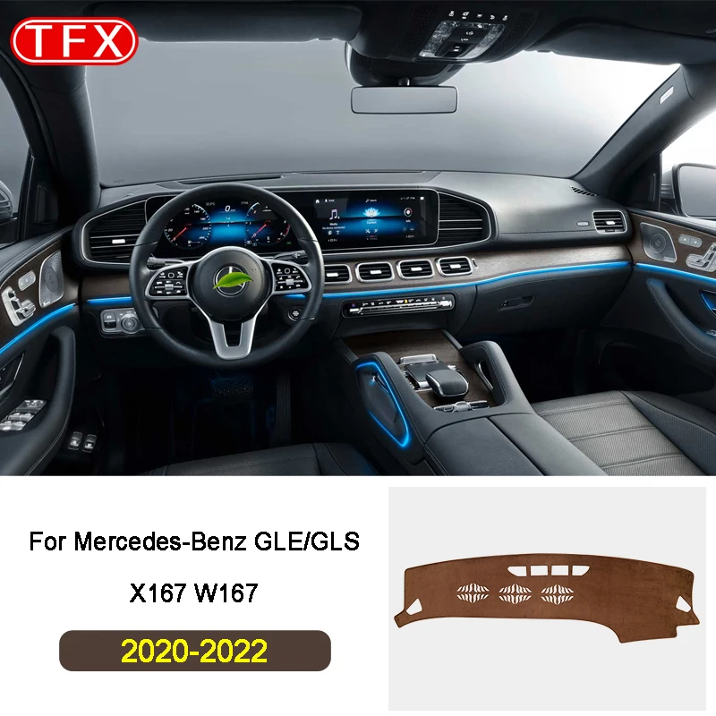 Flannel Car Dashboard Cover Mat Carpet Dashmat For Mercedes-Benz Gle/Gls-Class X167 W167 2020 2021 2022 Pad Sunshade Accessories