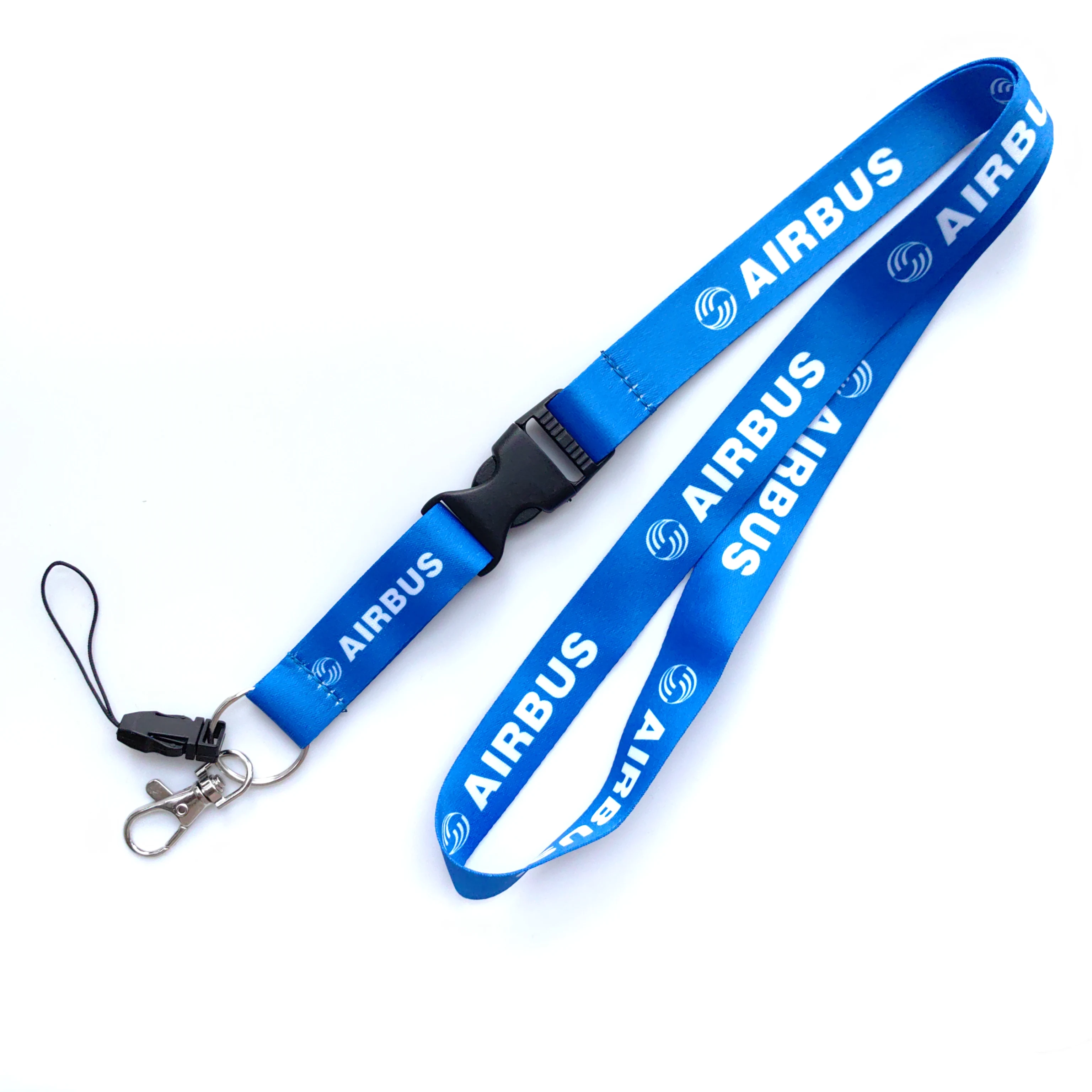 2 PC Airbus A320 A380 Keychains Blue Neckband With Snap Keychain Airplane Crew Lanyard for ID card lanyard Work Badge Lanyard