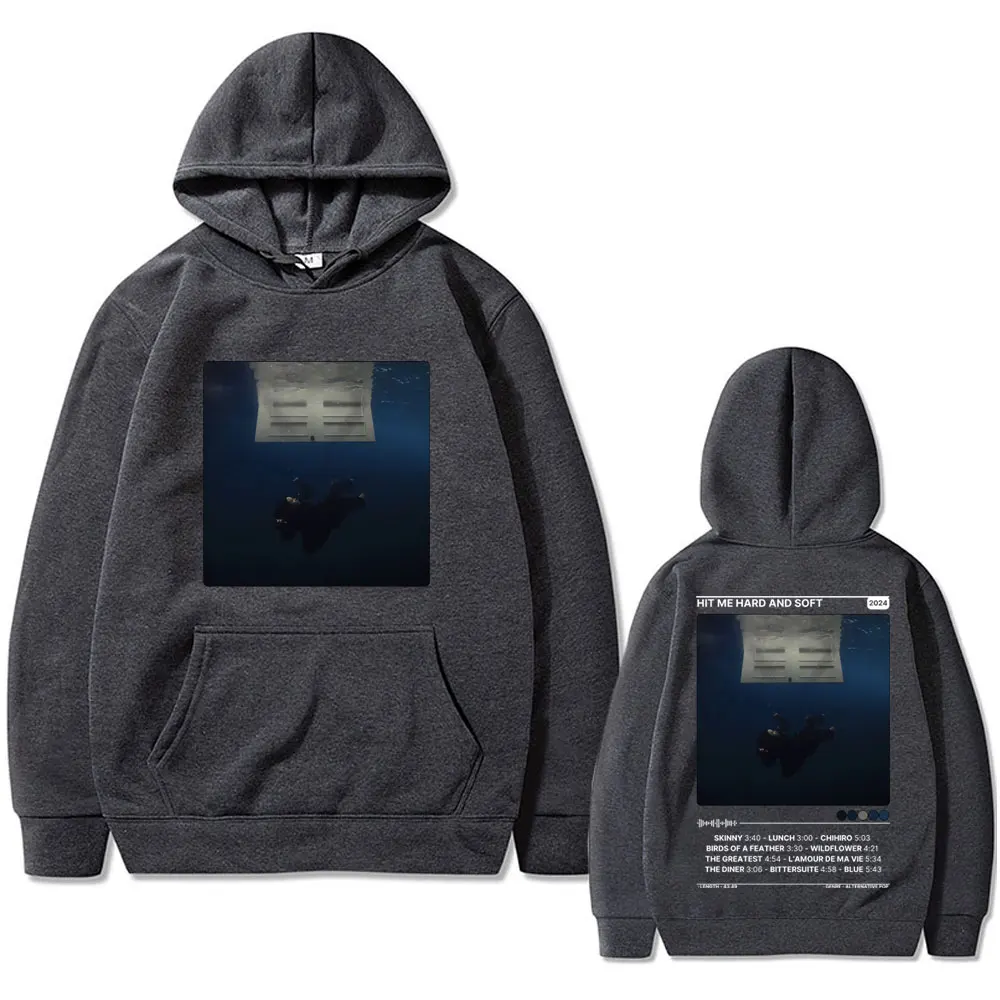 Hit Me Hard and Soft Graphic Print Hoodie Men Women's Hip Hop Fashion Art Aesthetic Pullover Male Casual Oversized Streetwear