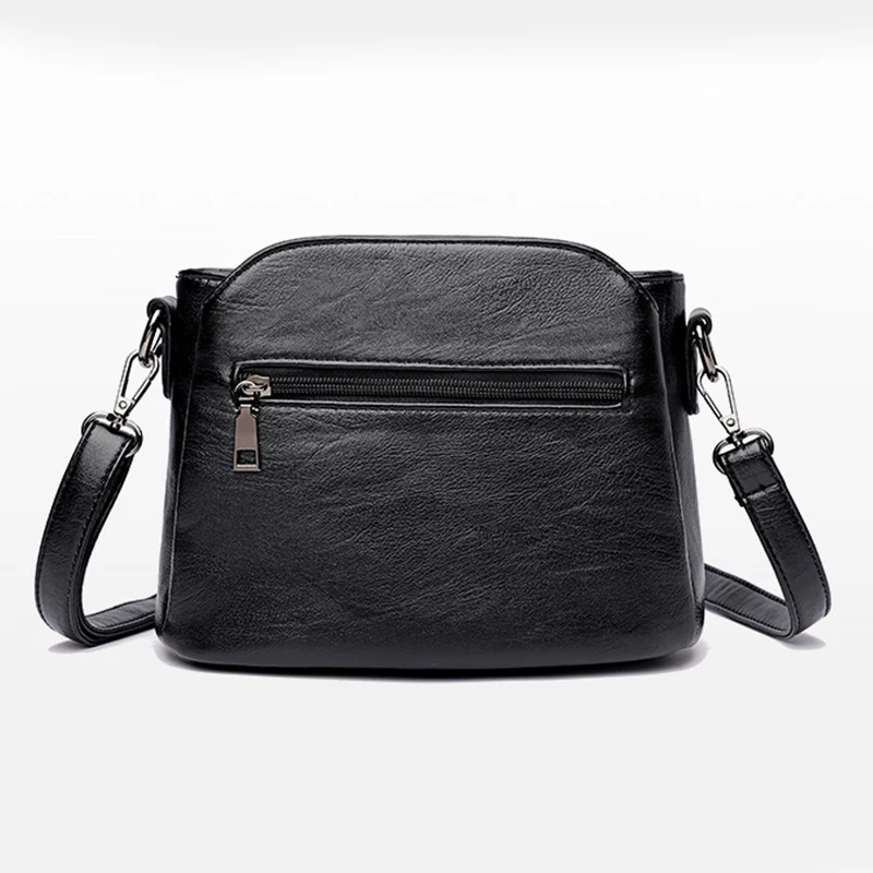 Vintage Women\'s Soft PU Leather Shoulder Bag Square Solid Color Crossbody Middle Aged Female New Large Lady Messenger Bags