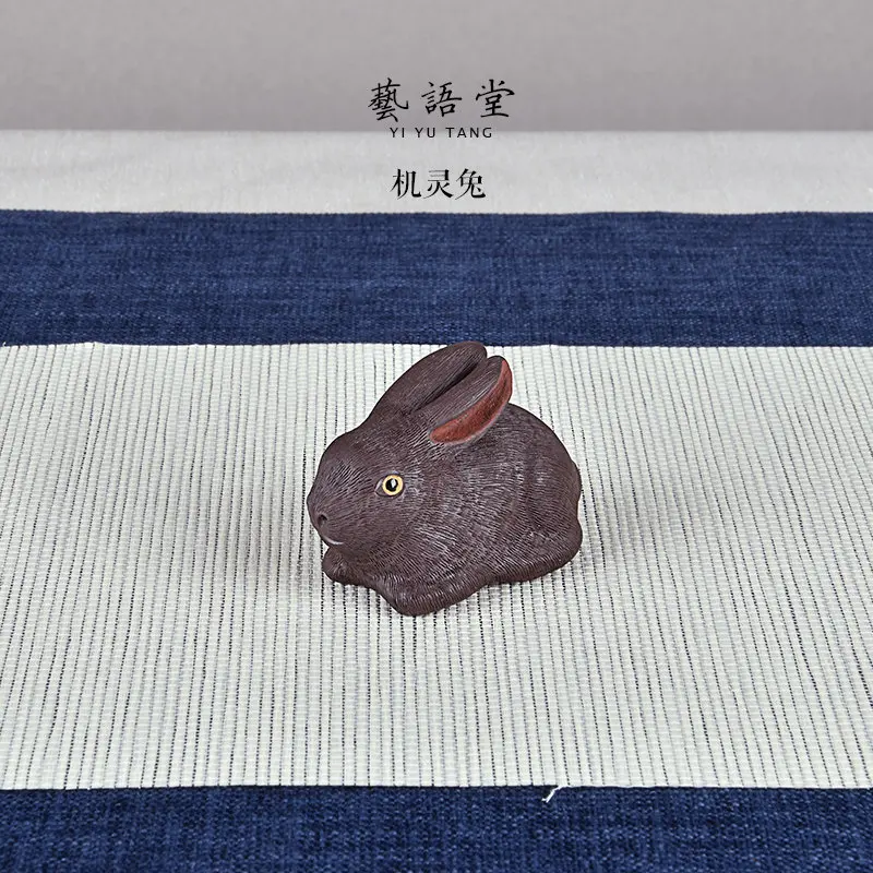 

Yixing Purple Sand Boutique Tea Set Tea Set Decoration Rabbit Tea Ornaments Chinese Zodiac Sign of Rabbit Tea Tray Utensils Deco