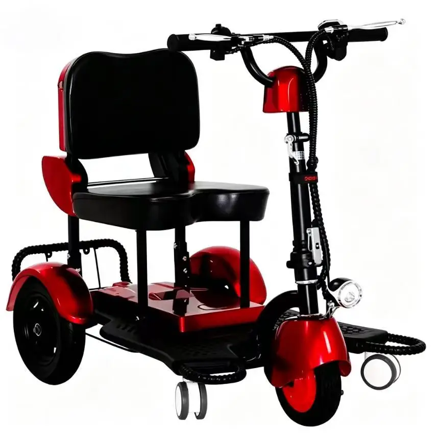 Folding Electric Tricycle for Elderly 350W 48V Portable Lightweight 3 Wheels Single Scooter Adults 10 Inch Lithium Battery