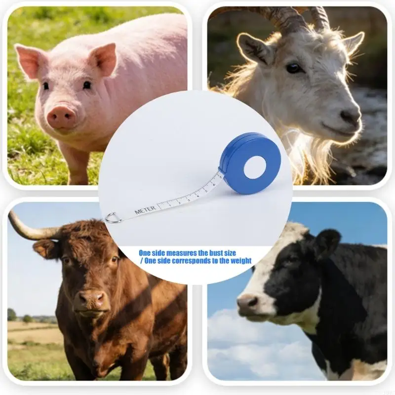 J0MC Manual Pig and Sheep Chest Girth Measuring Tape, Livestock Weight Reference Tool with Flexible Tape Design, Clear Scale and