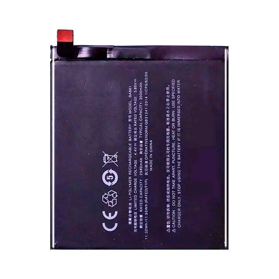 Batteria sicura per telefono cellulare per Meizu 15 M881M M881Q Ricarica rapida 3000Mah BA881