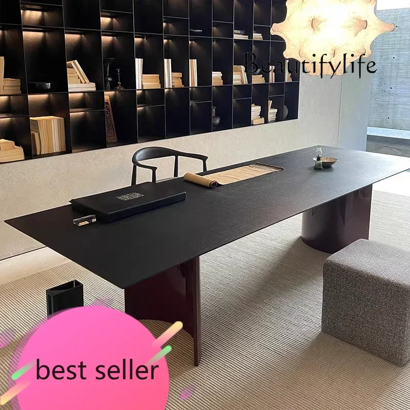 NEW Z Matching Dining Table Simple Living Room Desk Designer Rectangular Conference Table Modern Light Luxury Solid Wood Metal C
