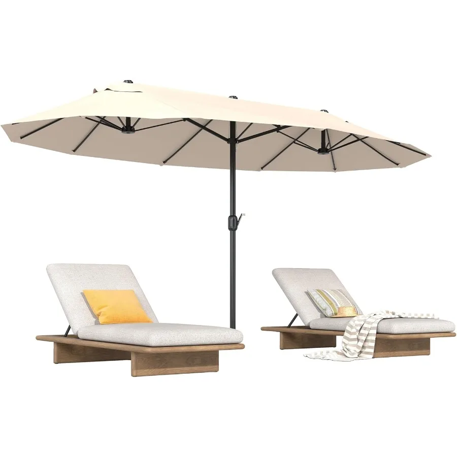 Outsunny Extra Large 15 ft Patio Umbrella DoubleSided Large Outdoor Umbrella with Crank Handle and Air Vents for Backyard Deck