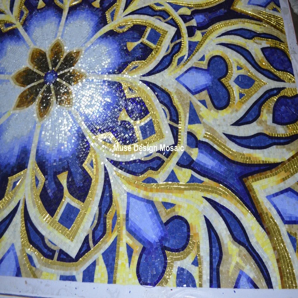 カスタムメイドのメダリオングリマーガラスモザイクタイル壁画、壁、天井、床、スイミングプール、サロン、屋外、屋内装飾用