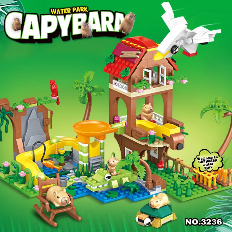 魅力的なカピバラのアクセサリー 積み木、面白い動物のシーンモデル、デスクディスプレイ用、大人やコレクターへのクリエイティブなギフト