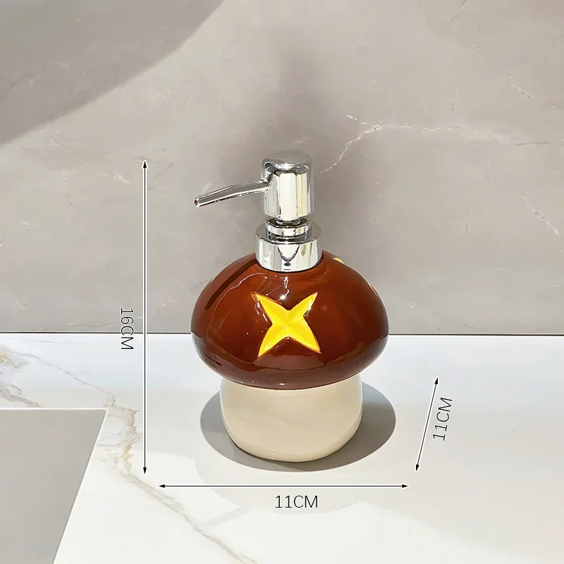 soap dispenser 410ml cartoon mushroom ceramic hand sanitizer bottle Toilet washstand lotion bottle Press bottle Body wash gel