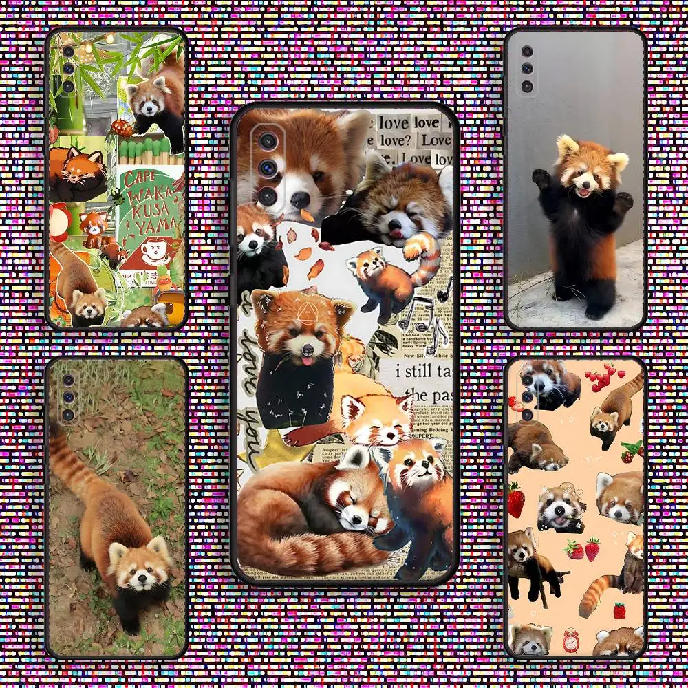 

Cute Western Red Panda Phone Case For Samsung S 25,24,23,22,30,21,10,9,Ultra,Plus,Lite,FE,4,5 G Black Soft Case