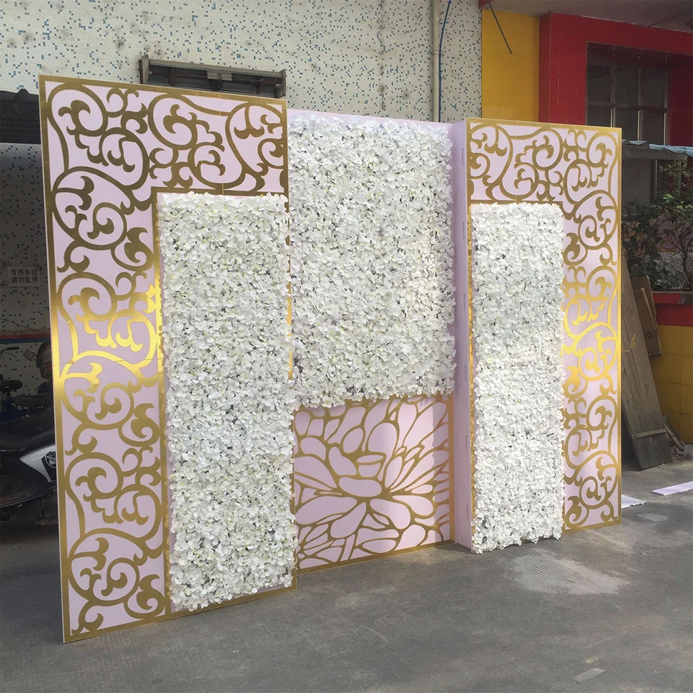 Romantic Flower Wall Backdrop Stand Wedding Acrylic Backdrop for Event Wholesale