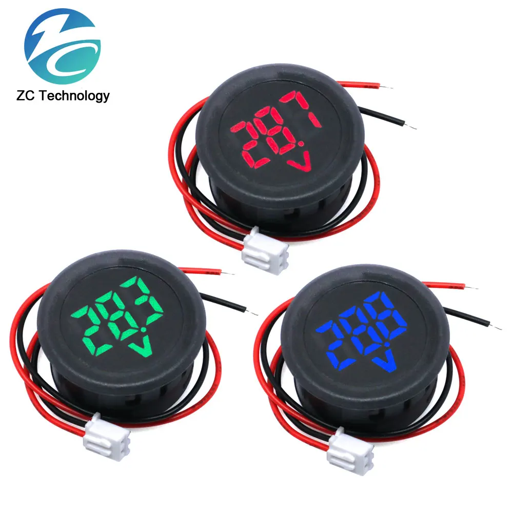 DC5-100V Digital Voltmeter LED Digital Display Circular Voltmeter Car Voltage Current Meter Volt Detector Tester Monitor Panel
