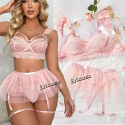 Erotic Lingerie Set Babydoll Sensual Lingerie Lace 2024 Bra Set For Women Underwear Intimate Sexi Costumes Bra And Panty Set